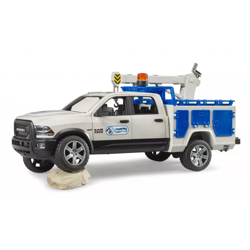 Carro Dodge RAM 2500 serviço com luz rotativa e grua BRUDER 02509