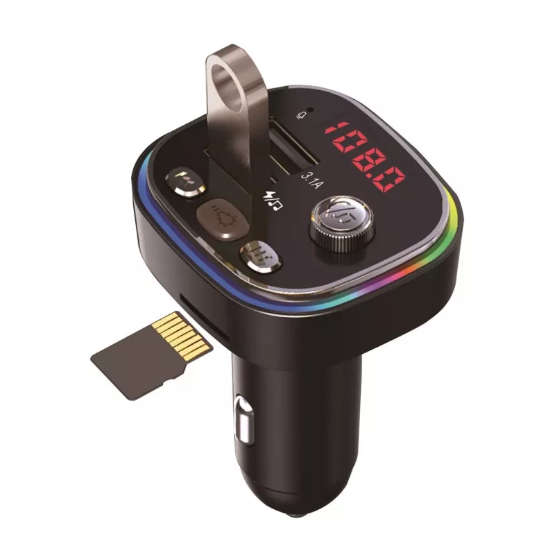 Transmissor FM VAKOSS TC-B439K Bluetooth USB, 87,5–108 MHz, reprodução microSD/USB, saída 5V/3,1A, indicador RGB