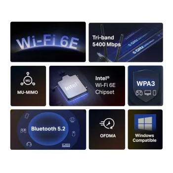 Mercusys AXE5400 Wi-Fi 6E Bluetooth 5.2 adaptador PCIe
