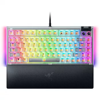Teclado mecânico gaming hot-swappable Razer | BlackWidow V4 75% | Teclado gaming | Com fios | US | Phantom White Edition | USB Type-C | Razer Mechani