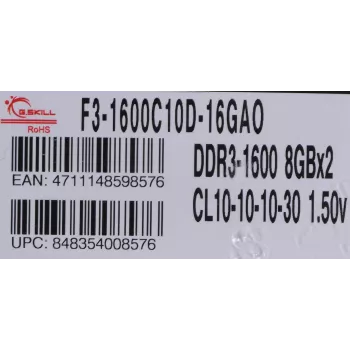 G.SKill ARES 16GB Kit DDR3 PC3-12800 CL10 (F3-1600C10D-16GAO)