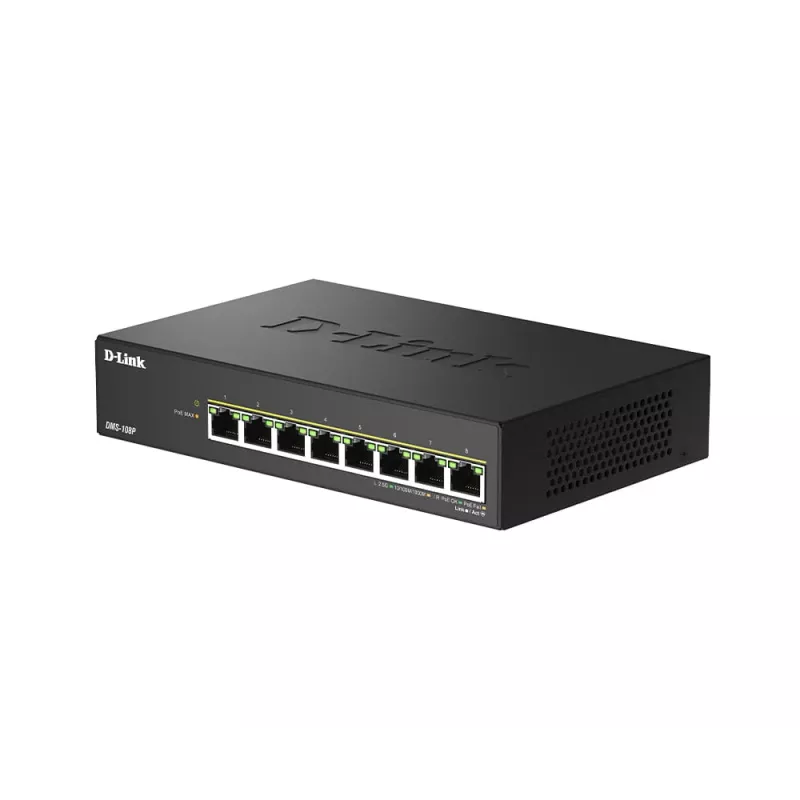 D-Link DMS-108P/E switch de secretária não gerido de 8 portas 2,5G com PoE+ (230 W)