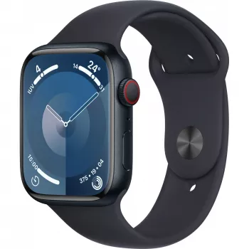 APPLE Watch Series 9 GPS + Cellular 45 mm Caixa de alumínio meia-noite com bracelete desportiva meia-noite – M/L (MRMD3QF/A)