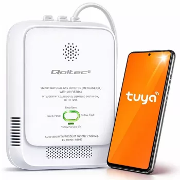 Detetor de fuga de gás QOLTEC NG Tuya — detetor de gás natural (CH4), compatível com smart Tuya