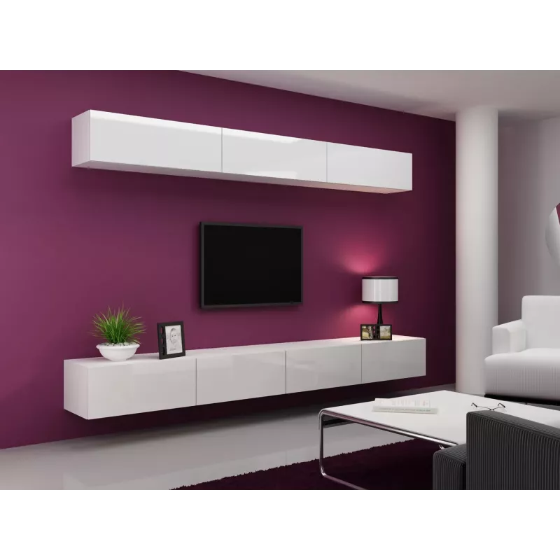 Cama conjunto de armários de sala VIGO 13 branco/branco brilhante