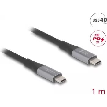Cabo USB DeLOCK 81191 USB4 Gen 2x2 1m USB-C preto cinzento