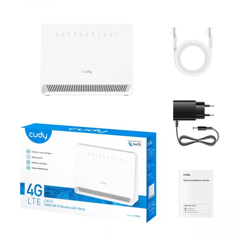 Router CUDY LT400V Wi-Fi 4G N300 com função de voz