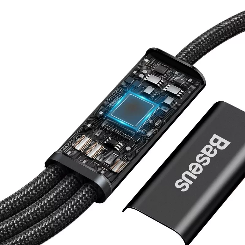 Baseus Rapid Cabo USB 3-em-1 1,5 m USB A USB C/Micro USB A/Lightning Preto