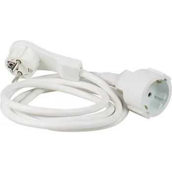 Cabo de extensão AS Schwabe 50211 PVC 2 m branco — cabo de extensão elétrica, 2 m, isolamento PVC