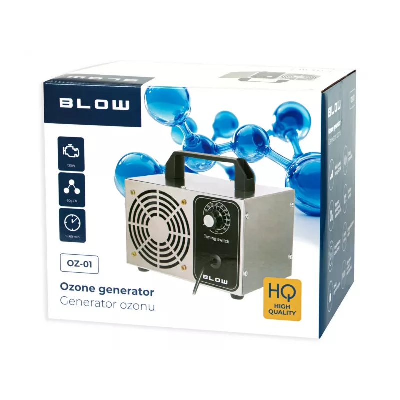 Gerador de ozono BLOW oz-01 — potência de 60.000 mg/h, potência 120 W
