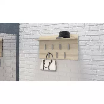 Cabide Top e shop WIESZAK 2F SONOMA — aglomerado de partículas, aspeto de carvalho, 7 ganchos, 700×200×400 mm