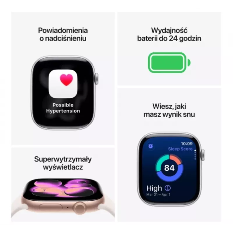 Apple Watch Series 11 GPS + Cellular 42mm Caixa de alumínio prateado com bracelete desportiva Purple Fog - M/L