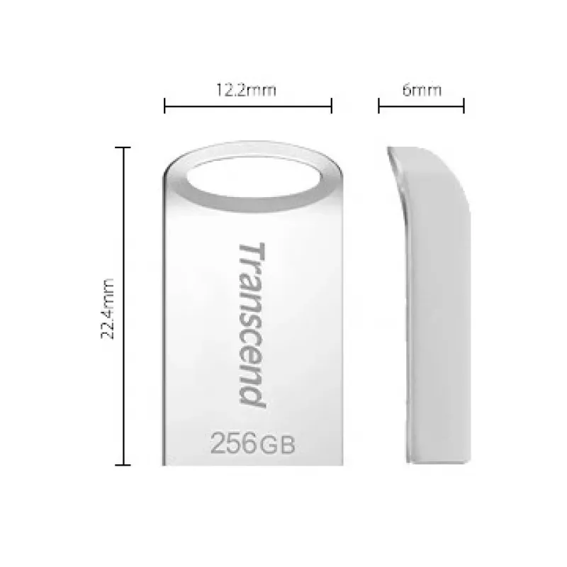 Pen USB 256GB Transcend JetFlash 710 USB3.1 prateado