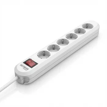 Extensão elétrica BACHMANN SMART 6 tomadas com contacto de proteção branco 3m