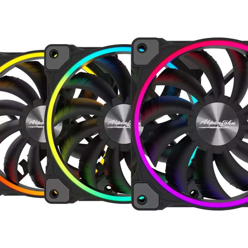Ventoinha de caixa ALPENFÖHN Wing Boost 3 120mm ARGB, pack de 3, preto