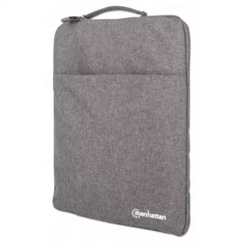 Manhattan Seattle Mala para portátil 39,6 cm (15,6 polegadas), Cinzento, Acolchoada, Forro interior extra macio, Compartimento principal com fecho de correr duplo, Bolso frontal com fecho de correr, Alça de transporte, Repelente à água e durável, Sleeve para portátil, Três anos de garantia