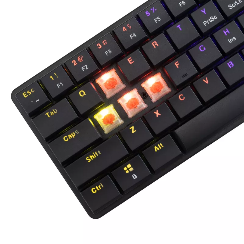Teclado mecânico White Shark Nagamaki preto — layout US, interruptores mecânicos vermelhos