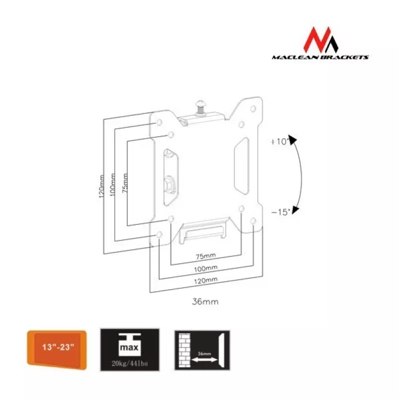 Suporte universal para TV ou monitor MC-596 13-23 VESA 100x100 20kg