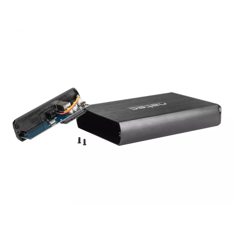 NATEC NKZ-0448 RHINO caixa externa USB 3.0 para discos SATA de 3,5 polegadas preta em alumínio