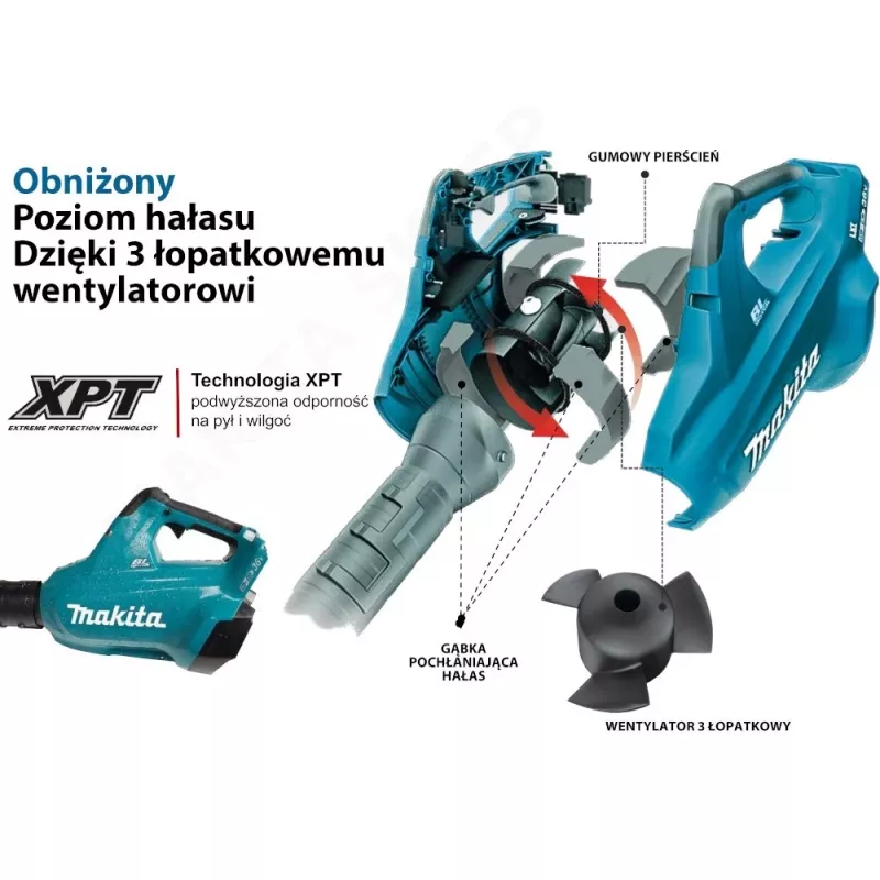 Soprador de folhas a bateria Makita DUB362Z 193 km/h preto, turquesa 18 V iões de lítio (Li-Ion)