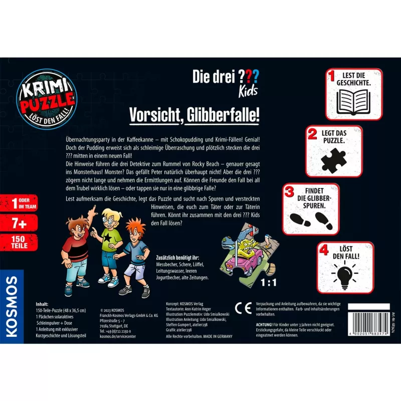 Puzzle de detetive Die drei Kids: Cuidado com a armadilha de gosma (150 peças)