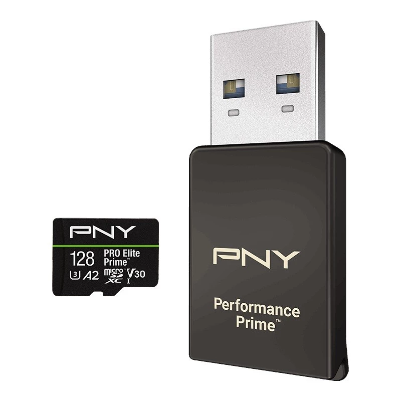 Cartão de memória microSDXC Elite Prime 128GB + adaptador SD + leitor de cartões USB-A