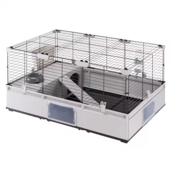 Jaula FERPLAST Modular 2 para coelhos e porquinhos-da-índia 109 x 72 x 56 cm, metal, cinzento, espaçamento das barras 23 mm