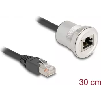 Cabo de rede DeLOCK 88187 0,3 m Cat5e S/UTP RJ-45 preto prateado