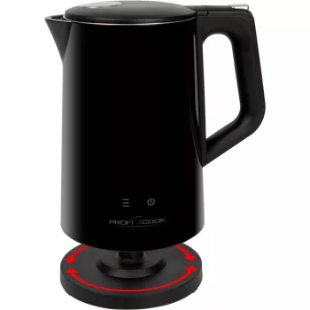 Chaleira ProfiCook PCWKS1243 — 1,7 L, 2200 W, controlo de temperatura 50–100°C, preto