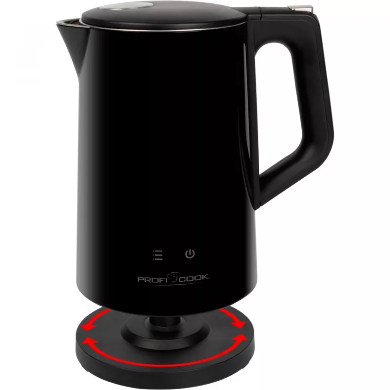 Chaleira ProfiCook PCWKS1243 — 1,7 L, 2200 W, controlo de temperatura 50–100°C, preto