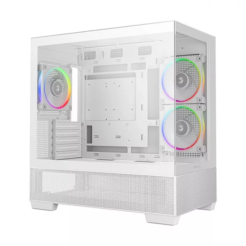 Caixa PC Midi Tower DeepCool CG380 3F WH — branco, 235×437×451 mm, suporta 2,5 polegadas/3,5 polegadas, fonte de alimentação em baixo, 3x ventoinhas 120 mm pré-instaladas