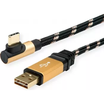 ROLINE 11.02.9061 Cabo USB 1,8 m USB 2.0 USB A USB C preto - dourado (11.02.9061)