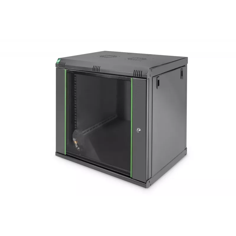 DIGITUS Dynamic Basic DN-19 16-U-EC-SW - armário - armário de rede - adequado para montagem na parede - preto, RAL 9005 - 12U - 48.3 cm (19)