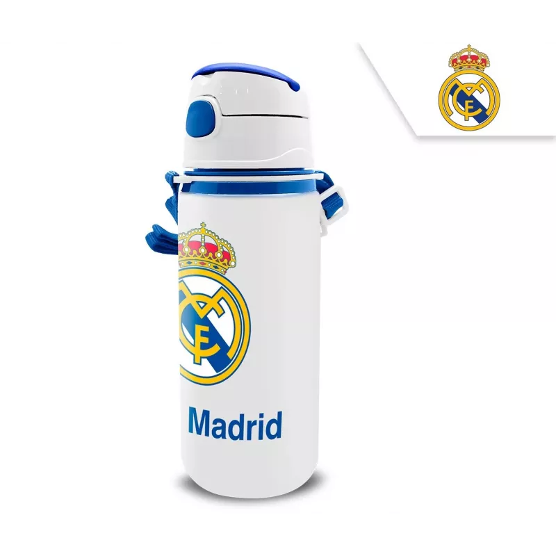 Garrafa desportiva infantil em alumínio com bico KIDS 600 ml – design Real Madrid