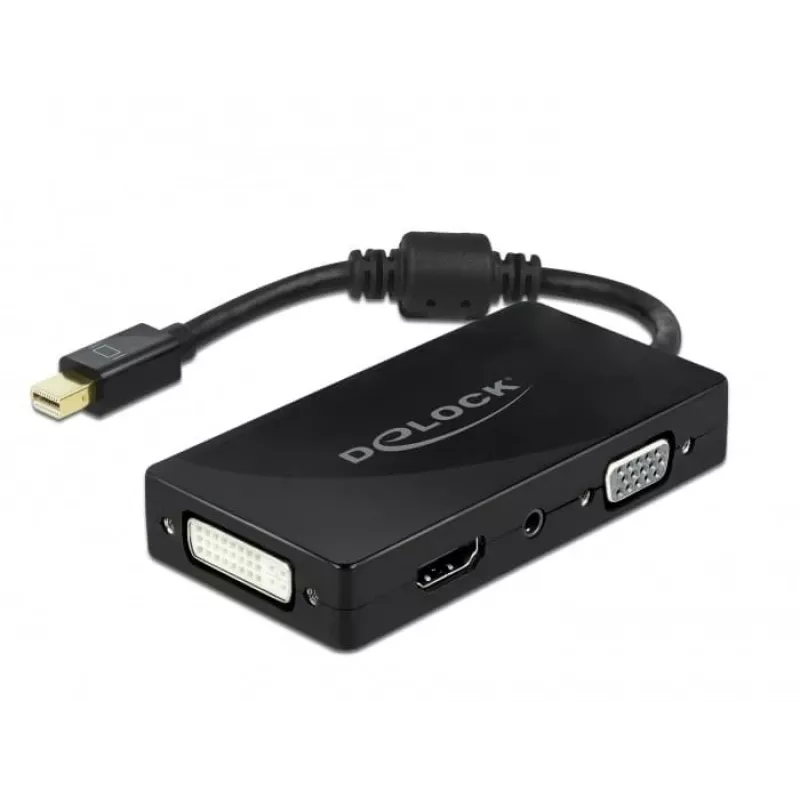 DeLOCK Mini DisplayPort 1.2 para VGA HDMI DVI Áudio 4K passivo preto