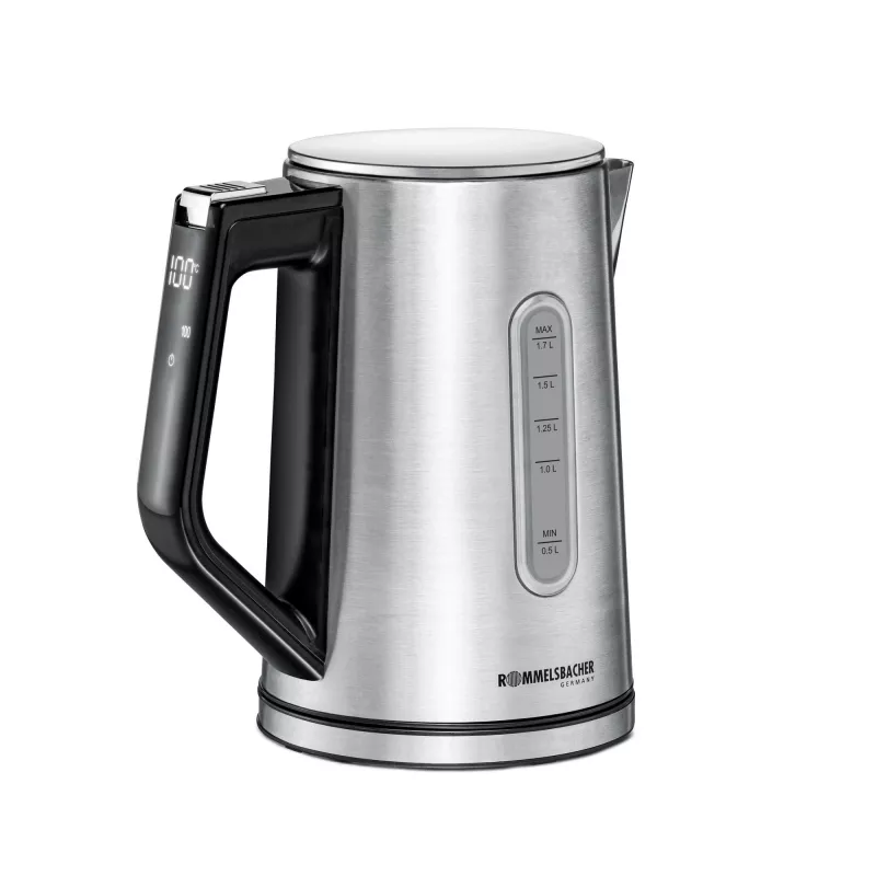 Chaleira elétrica Rommelsbacher WK 3000 — 1,7 L, 3000 W, Aço inoxidável e preto