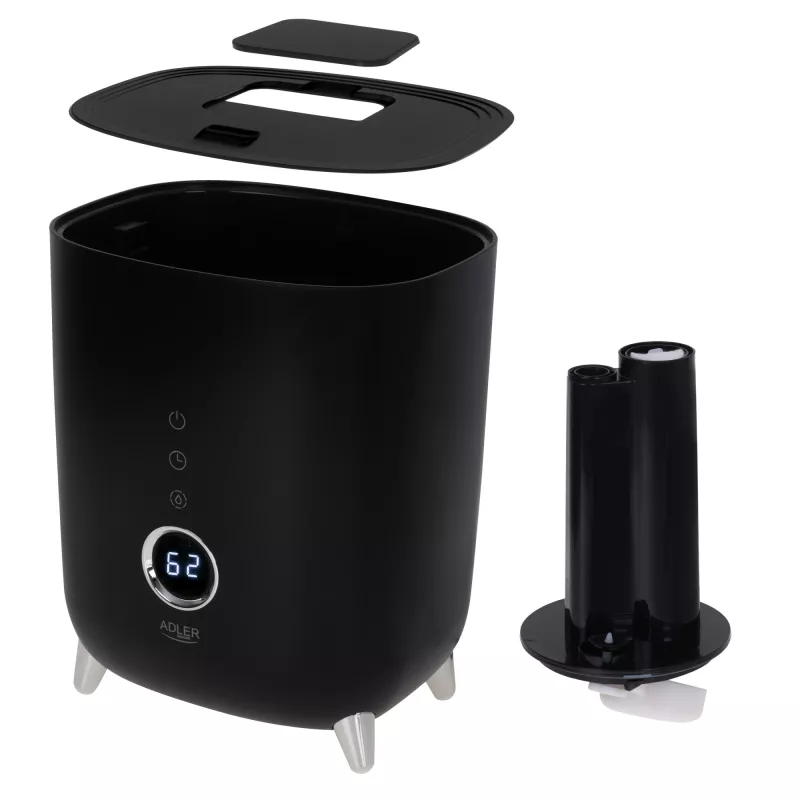 Adler | AD 7972 | Humidificador | 23 W | Capacidade do depósito de água 4 L | Adequado para divisões até 35 m² | Ultrassónico | Capacidade de humidificação 150-300 ml/h | Preto