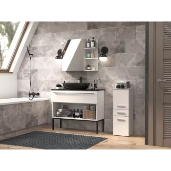 Armário de casa de banho Top e Shop NEL V DDS BIEL — autónomo 300×300×850 mm, 3 prateleiras, branco