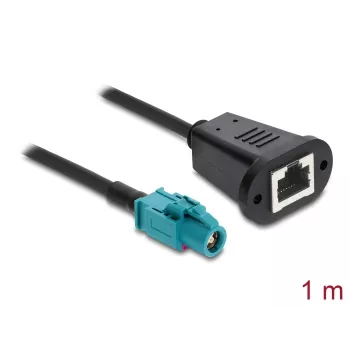 Cabo coaxial DELOCK 90700 – 1 m, HSD Z para RJ-45, preto/azul