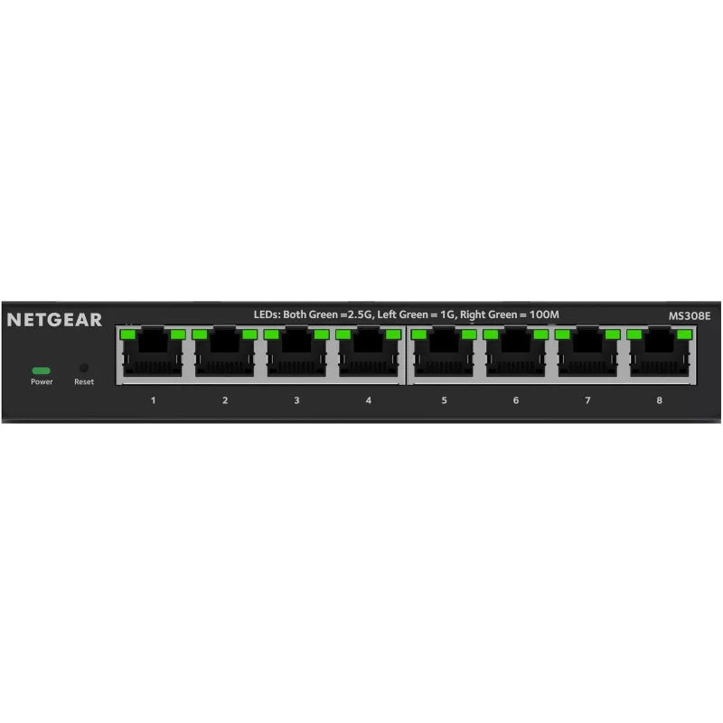 NETGEAR MS308E não gerido 2.5G Ethernet (100/1000/2500) preto
