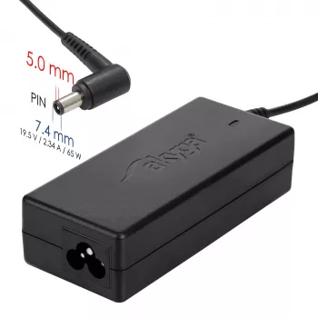 Fonte de alimentação para portátil Akyga AK-ND-05 19,5 V / 3,34 A, 65 W, ficha 7,4 x 5,0 mm com pino, para Dell
