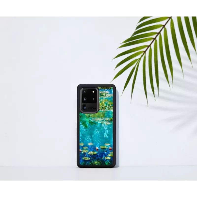 Capa de proteção iKins para Samsung Galaxy S20 Ultra – design nenúfares preto