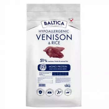 BALTICA Nutraceutic Hipoalergénico Raças de porte médio Veado com arroz - Alimento seco para cães - 12 kg