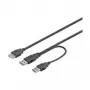 Wentronic Goobay cabo USB 2.0 Hi-Speed Dual-Power, preto, 0,3 m - ficha USB 2.0 (Type-A), ficha USB 2.0 (Type-A) > conector fêmea USB 2.0 (Type-A) (93353)