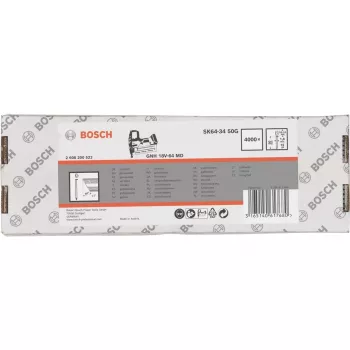 Pregos de cabeça escareada Bosch SK64-34 34° 1,8 mm (15 ga) 4.000 unid. — para agrafadores pneumáticos e a gás