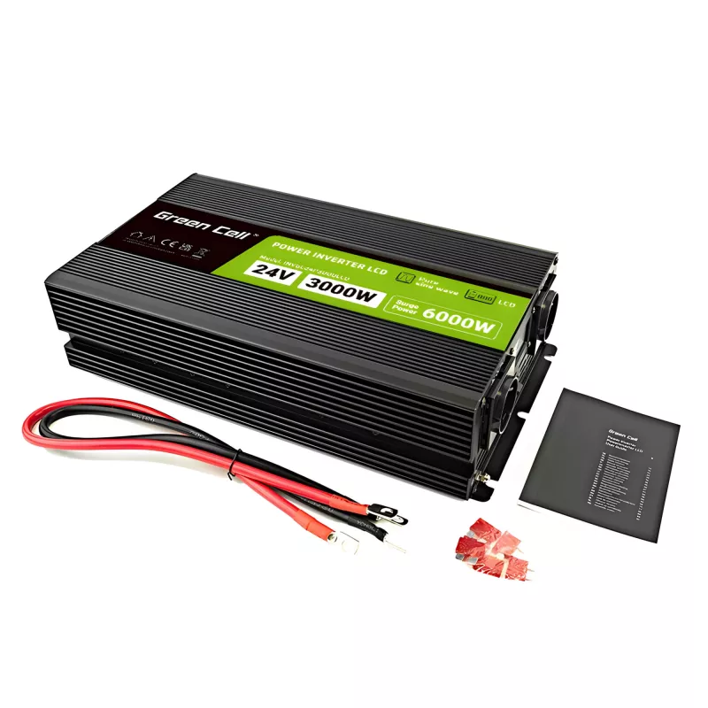 Inversor automóvel Green Cell INVGC24P3000LCD 24V 3000W onda sinusoidal pura, 230V 50Hz, LCD, tipo F