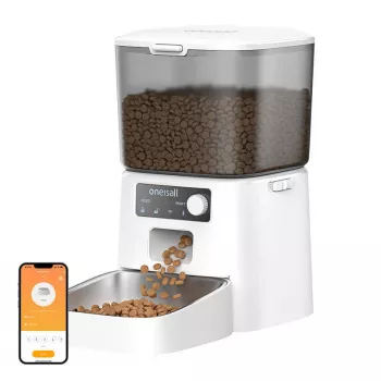 Comedouro automático Oneisall PFD001 Pro branco — capacidade 4L, alimentação programável