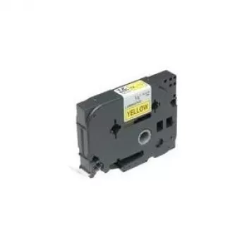 Fita de etiquetar laminada brilhante Brother – 36 mm, preto/amarelo