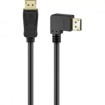 Cabo DisplayPort Macho 90° > DisplayPort Macho, 8K / 144Hz (Preto, 2 metros, 1 ficha 90° lateral, 54 Gbit/s, DisplayPort 2.0 / 2.1)