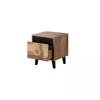 Mesa de cabeceira cama meble NORD, conjunto de 2, 40×38×45 cm, carvalho Wotan/antracite, 1 gaveta, estrutura 16 mm